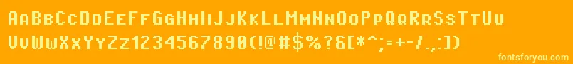 PixeloperatorscBold-fontti – keltaiset fontit oranssilla taustalla