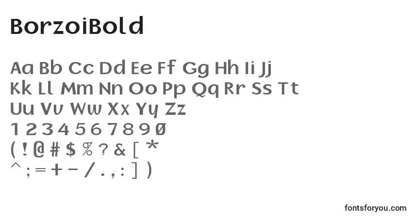 Czcionka BorzoiBold – alfabet, cyfry, specjalne znaki