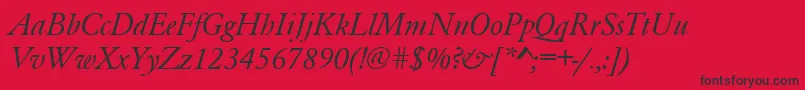 フォントGaramondRomanItalic – 赤い背景に黒い文字