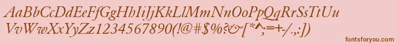 GaramondRomanItalic-Schriftart – Braune Schriften auf rosa Hintergrund