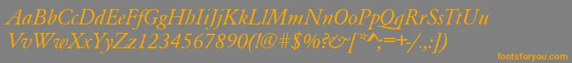 GaramondRomanItalic-Schriftart – Orangefarbene Schriften auf grauem Hintergrund