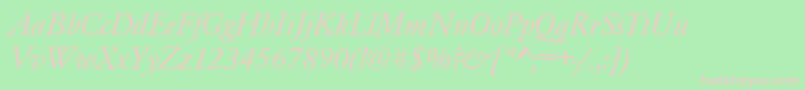 Fonte GaramondRomanItalic – fontes rosa em um fundo verde