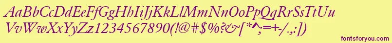 GaramondRomanItalic Font – Purple Fonts on Yellow Background