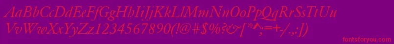 GaramondRomanItalic Font – Red Fonts on Purple Background