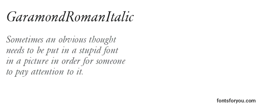 Review of the GaramondRomanItalic Font