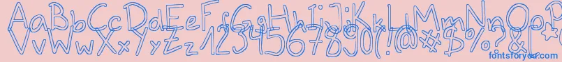 Outlines-Schriftart – Blaue Schriften auf rosa Hintergrund