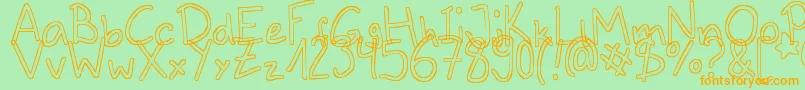 Outlines Font – Orange Fonts on Green Background