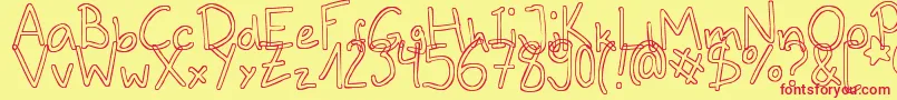 Outlines Font – Red Fonts on Yellow Background