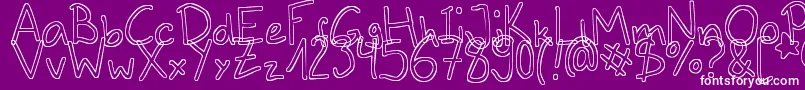 Outlines-Schriftart – Weiße Schriften auf violettem Hintergrund