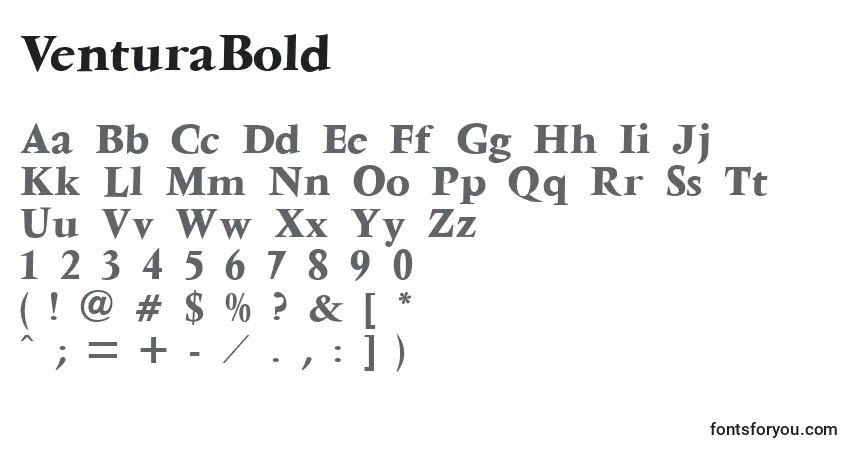 Czcionka VenturaBold – alfabet, cyfry, specjalne znaki