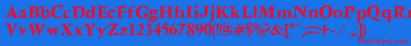 VenturaBold-Schriftart – Rote Schriften auf blauem Hintergrund