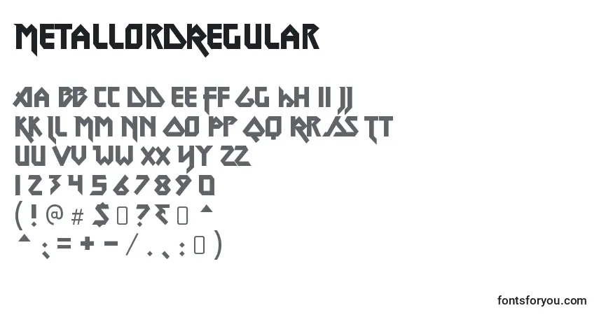 Schriftart MetallordRegular – Alphabet, Zahlen, spezielle Symbole