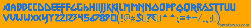 MetallordRegular Font – Blue Fonts on Orange Background