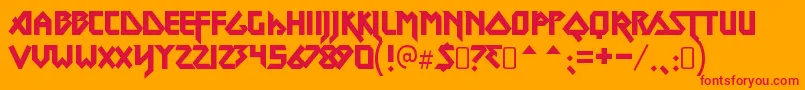 MetallordRegular Font – Red Fonts on Orange Background