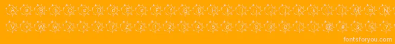 LmsSunshineMoonshine-Schriftart – Rosa Schriften auf orangefarbenem Hintergrund