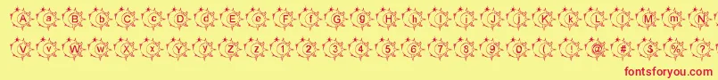 Fonte LmsSunshineMoonshine – fontes vermelhas em um fundo amarelo