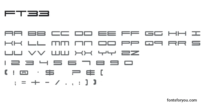 Czcionka Ft33 – alfabet, cyfry, specjalne znaki