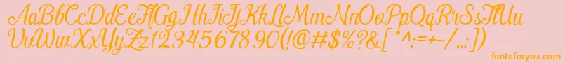 PamegaDemo-Schriftart – Orangefarbene Schriften auf rosa Hintergrund