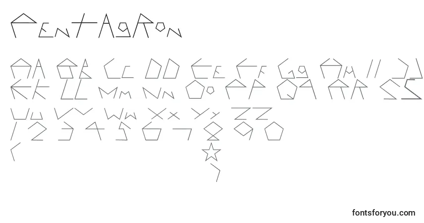 Schriftart Pentagron – Alphabet, Zahlen, spezielle Symbole
