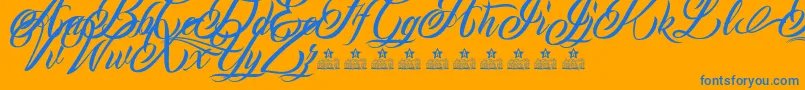 MonCherryPersonalUse Font – Blue Fonts on Orange Background