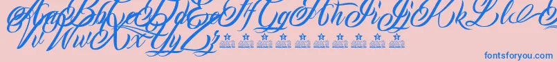 MonCherryPersonalUse Font – Blue Fonts on Pink Background