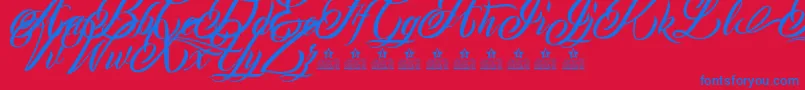 MonCherryPersonalUse Font – Blue Fonts on Red Background