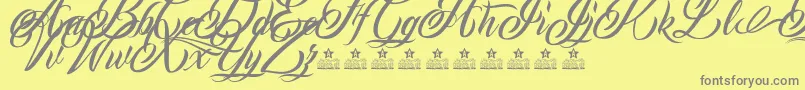 Fonte MonCherryPersonalUse – fontes cinzas em um fundo amarelo