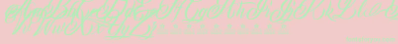 フォントMonCherryPersonalUse – ピンクの背景に緑の文字