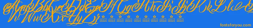 MonCherryPersonalUse Font – Orange Fonts on Blue Background