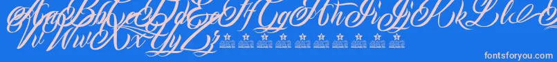 MonCherryPersonalUse Font – Pink Fonts on Blue Background