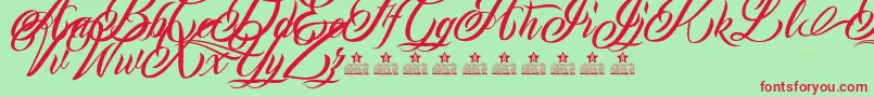 MonCherryPersonalUse Font – Red Fonts on Green Background