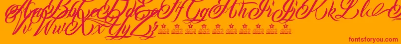 MonCherryPersonalUse-Schriftart – Rote Schriften auf orangefarbenem Hintergrund