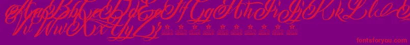 Fonte MonCherryPersonalUse – fontes vermelhas em um fundo violeta