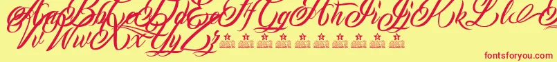 MonCherryPersonalUse Font – Red Fonts on Yellow Background