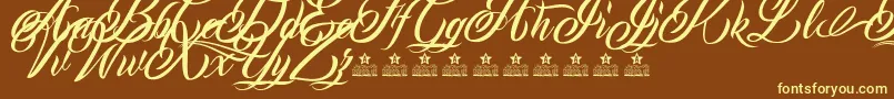 MonCherryPersonalUse Font – Yellow Fonts on Brown Background