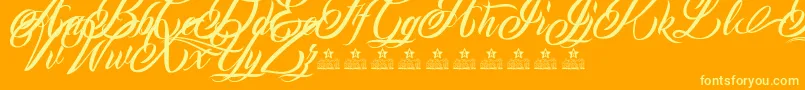 Fonte MonCherryPersonalUse – fontes amarelas em um fundo laranja