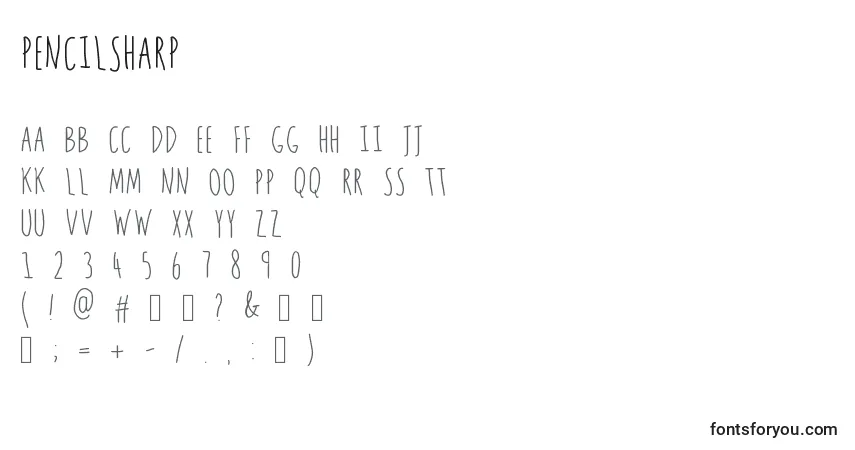 Schriftart PencilSharp – Alphabet, Zahlen, spezielle Symbole