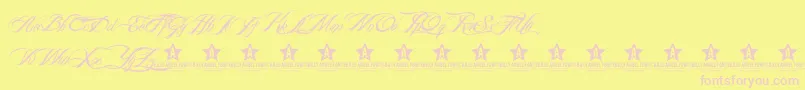 Fonte BillyArgelTrial – fontes rosa em um fundo amarelo