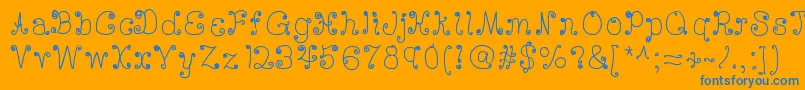 Deedeescribble Font – Blue Fonts on Orange Background