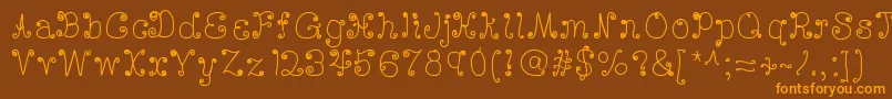 Deedeescribble-Schriftart – Orangefarbene Schriften auf braunem Hintergrund