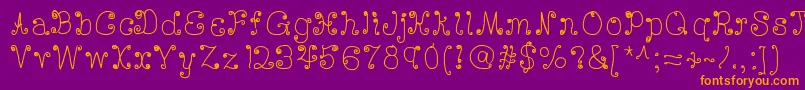 Czcionka Deedeescribble – pomarańczowe czcionki na fioletowym tle