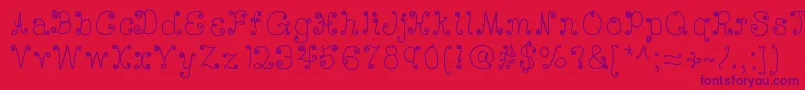 フォントDeedeescribble – 赤い背景に紫のフォント