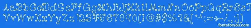 Deedeescribble-Schriftart – Gelbe Schriften auf blauem Hintergrund