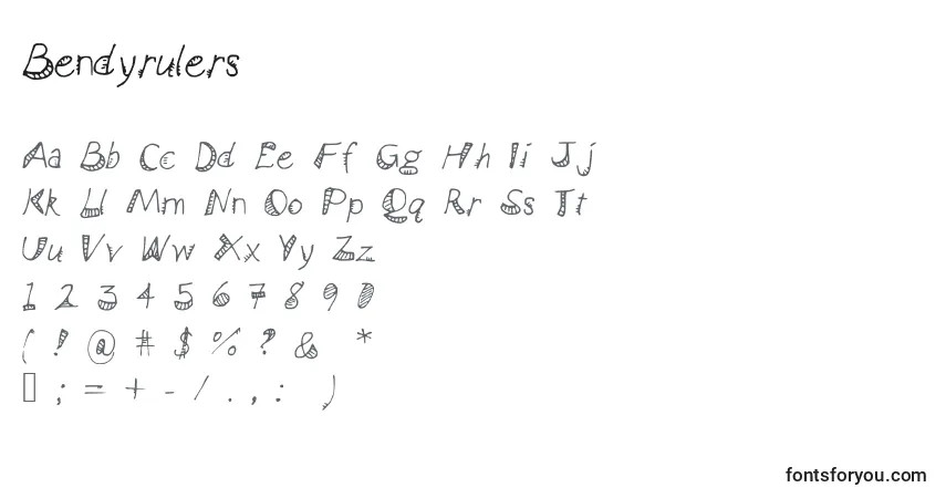 Шрифт Bendyrulers – алфавит, цифры, специальные символы