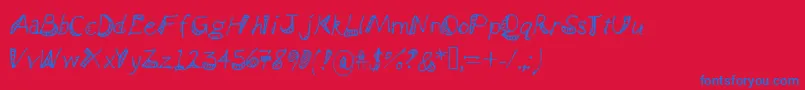 Bendyrulers-Schriftart – Blaue Schriften auf rotem Hintergrund