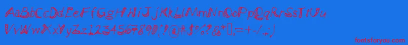 Bendyrulers Font – Red Fonts on Blue Background