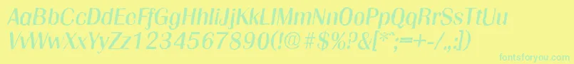 GrenobleantiqueItalic Font – Green Fonts on Yellow Background
