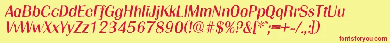 Fonte GrenobleantiqueItalic – fontes vermelhas em um fundo amarelo