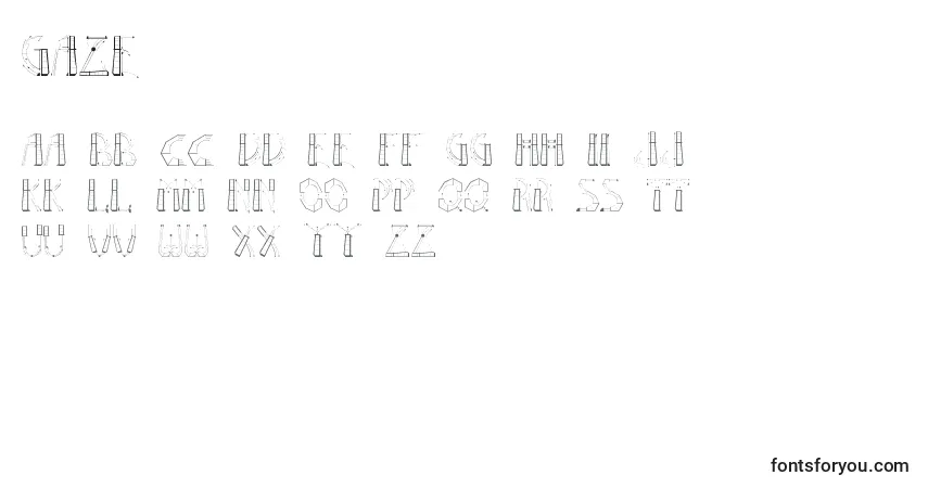 Czcionka Gaze2 – alfabet, cyfry, specjalne znaki