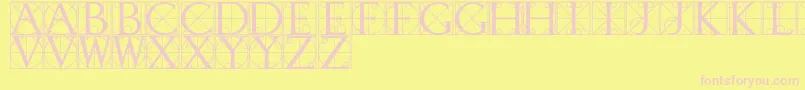 WalrodRegular-fontti – vaaleanpunaiset fontit keltaisella taustalla